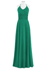 Chiffon Column Halter Sleeveless Bridesmaid Dress-B14073