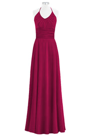 Chiffon Column Halter Sleeveless Bridesmaid Dress-B14073
