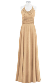 Chiffon Column Halter Sleeveless Bridesmaid Dress-B14073