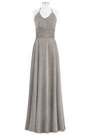 Chiffon Column Halter Sleeveless Bridesmaid Dress-B14073