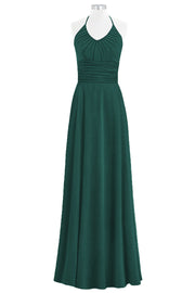 Chiffon Column Halter Sleeveless Bridesmaid Dress-B14073