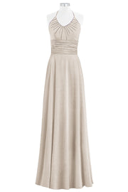 Chiffon Column Halter Sleeveless Bridesmaid Dress-B14073