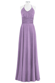 Chiffon Column Halter Sleeveless Bridesmaid Dress-B14073