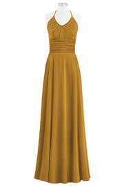 Chiffon Column Halter Sleeveless Bridesmaid Dress-B14073