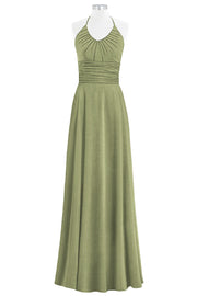 Chiffon Column Halter Sleeveless Bridesmaid Dress-B14073