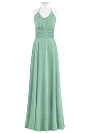 Chiffon Column Halter Sleeveless Bridesmaid Dress-B14073