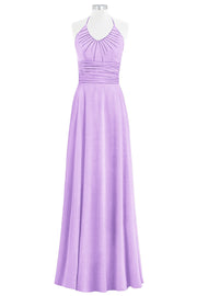 Chiffon Column Halter Sleeveless Bridesmaid Dress-B14073