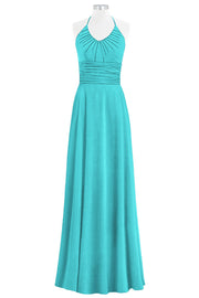 Chiffon Column Halter Sleeveless Bridesmaid Dress-B14073