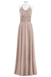 Chiffon Column Halter Sleeveless Bridesmaid Dress-B14073
