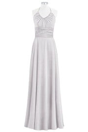 Chiffon Column Halter Sleeveless Bridesmaid Dress-B14073