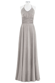 Chiffon Column Halter Sleeveless Bridesmaid Dress-B14073