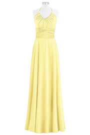 Chiffon Column Halter Sleeveless Bridesmaid Dress-B14073