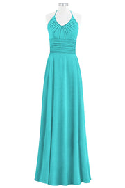 Chiffon Column Halter Sleeveless Bridesmaid Dress-B14073