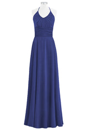 Chiffon Column Halter Sleeveless Bridesmaid Dress-B14073
