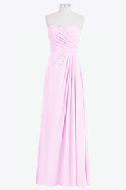 Chiffon Column Strapless Sleeveless Bridesmaid Dress-B14076