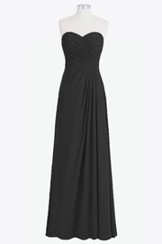 Chiffon Column Strapless Sleeveless Bridesmaid Dress-B14076