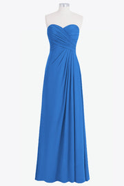 Chiffon Column Strapless Sleeveless Bridesmaid Dress-B14076