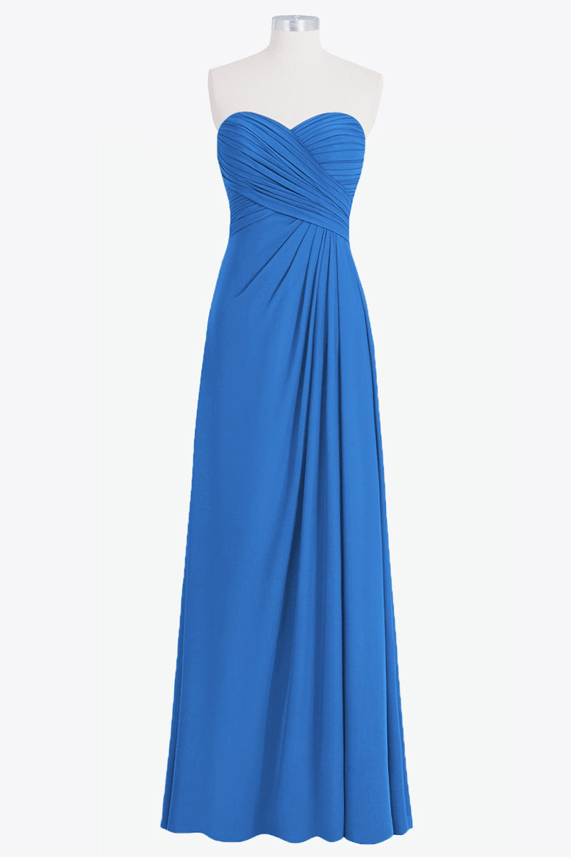 Chiffon Column Strapless Sleeveless Bridesmaid Dress-B14076