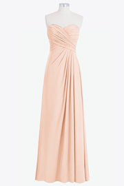 Chiffon Column Strapless Sleeveless Bridesmaid Dress-B14076