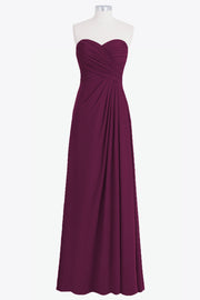Chiffon Column Strapless Sleeveless Bridesmaid Dress-B14076