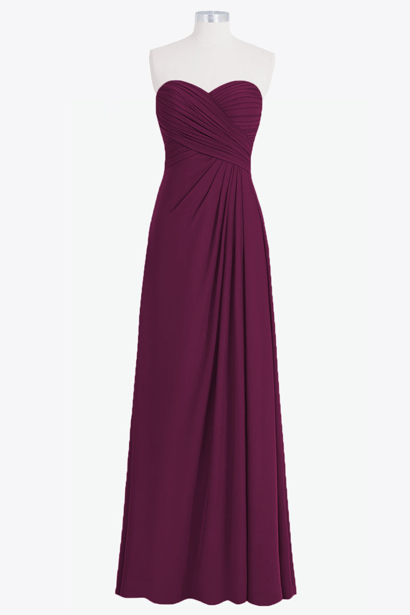 Chiffon Column Strapless Sleeveless Bridesmaid Dress-B14076