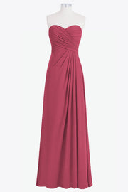 Chiffon Column Strapless Sleeveless Bridesmaid Dress-B14076