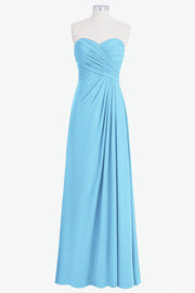 Chiffon Column Strapless Sleeveless Bridesmaid Dress-B14076