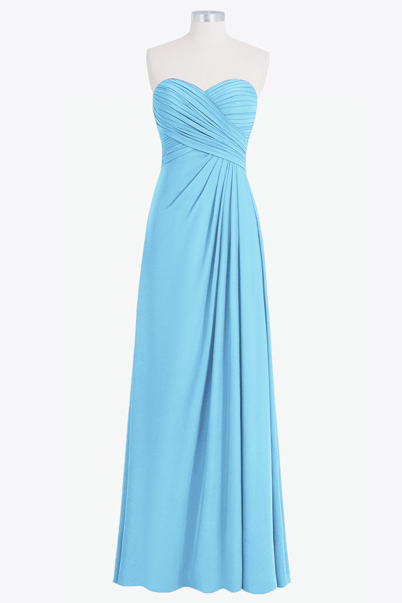 Chiffon Column Strapless Sleeveless Bridesmaid Dress-B14076