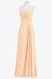 Chiffon Column Strapless Sleeveless Bridesmaid Dress-B14076