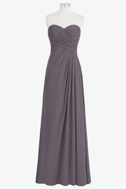 Chiffon Column Strapless Sleeveless Bridesmaid Dress-B14076