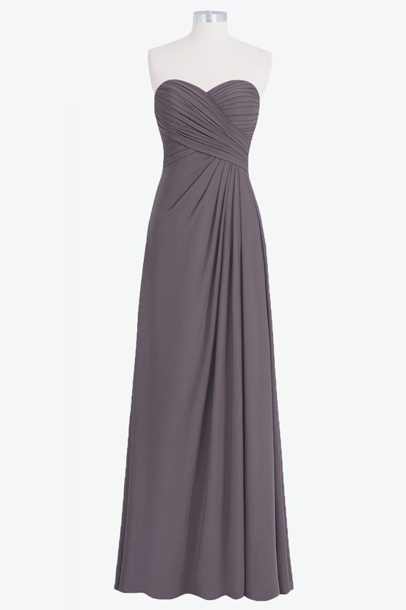 Chiffon Column Strapless Sleeveless Bridesmaid Dress-B14076