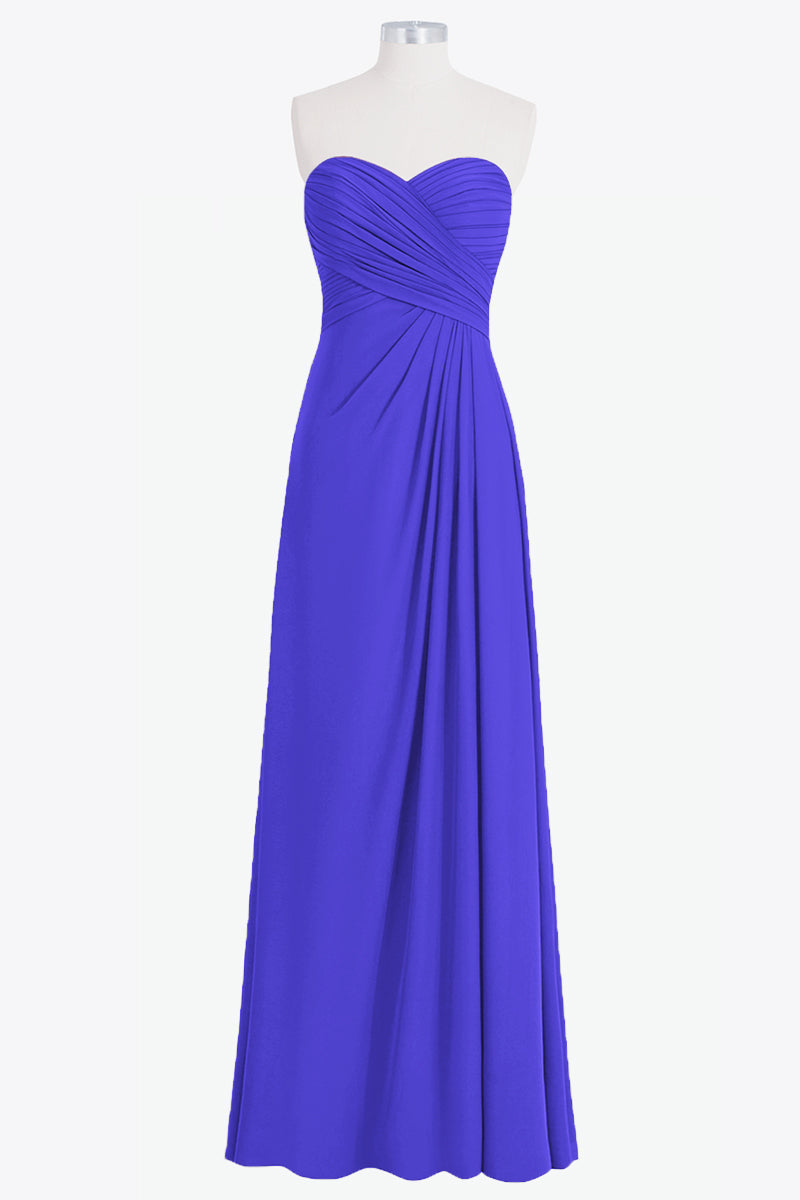 Chiffon Column Strapless Sleeveless Bridesmaid Dress-B14076