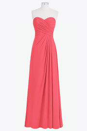 Chiffon Column Strapless Sleeveless Bridesmaid Dress-B14076