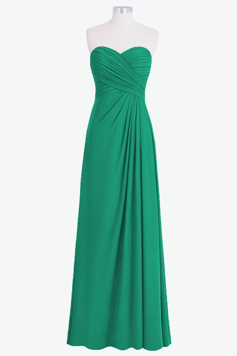 Chiffon Column Strapless Sleeveless Bridesmaid Dress-B14076
