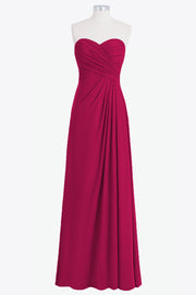 Chiffon Column Strapless Sleeveless Bridesmaid Dress-B14076