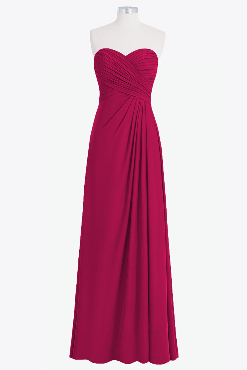 Chiffon Column Strapless Sleeveless Bridesmaid Dress-B14076