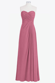 Chiffon Column Strapless Sleeveless Bridesmaid Dress-B14076
