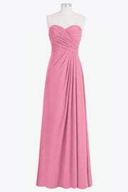 Chiffon Column Strapless Sleeveless Bridesmaid Dress-B14076
