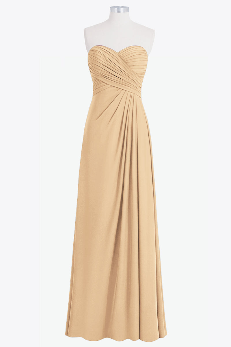 Chiffon Column Strapless Sleeveless Bridesmaid Dress-B14076