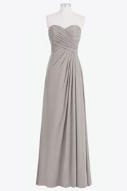 Chiffon Column Strapless Sleeveless Bridesmaid Dress-B14076