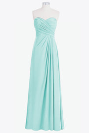Chiffon Column Strapless Sleeveless Bridesmaid Dress-B14076