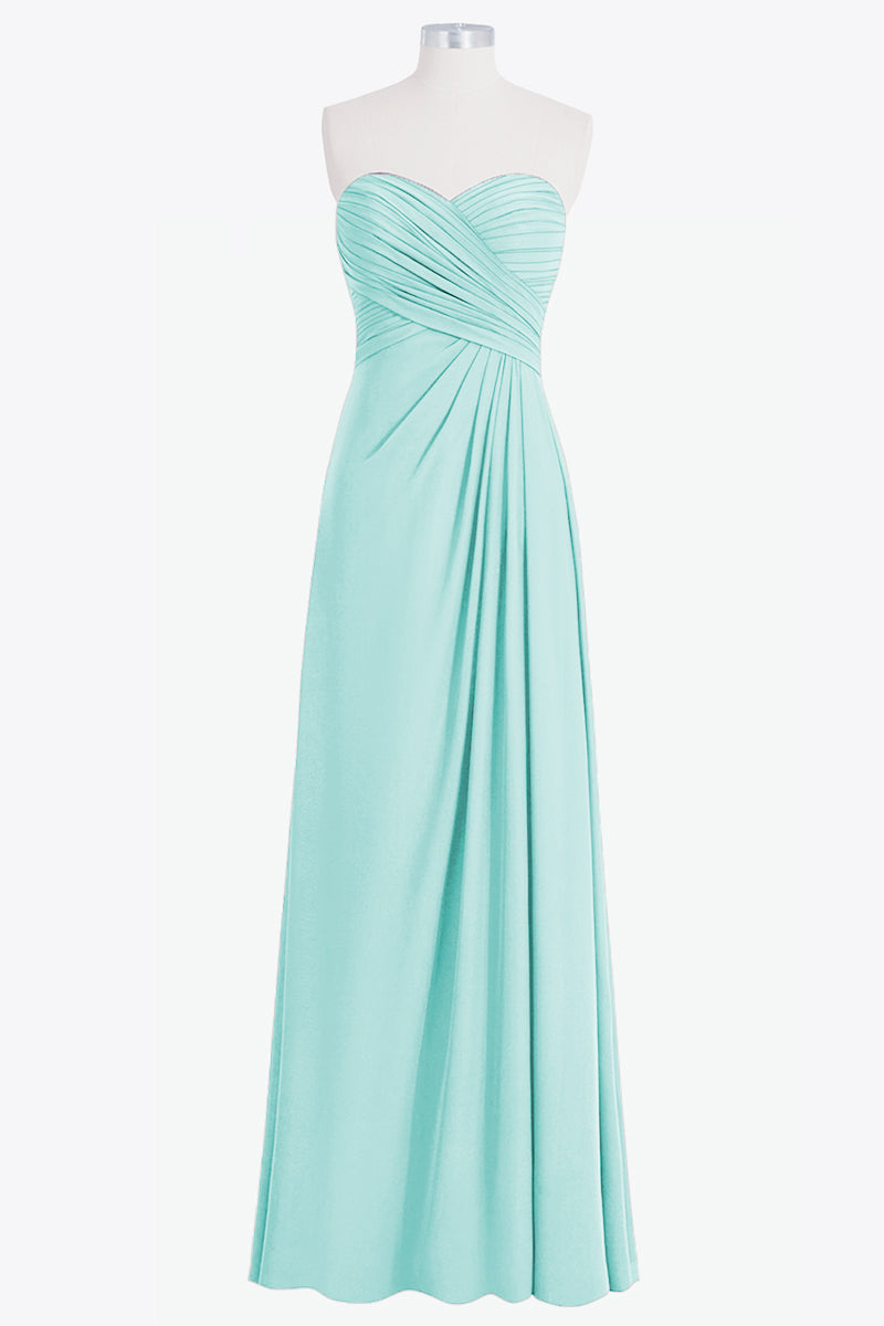 Chiffon Column Strapless Sleeveless Bridesmaid Dress-B14076