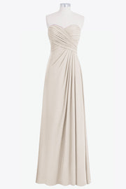 Chiffon Column Strapless Sleeveless Bridesmaid Dress-B14076
