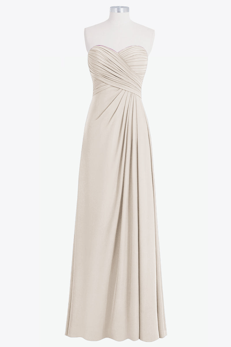 Chiffon Column Strapless Sleeveless Bridesmaid Dress-B14076