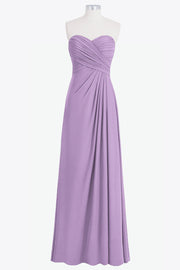 Chiffon Column Strapless Sleeveless Bridesmaid Dress-B14076
