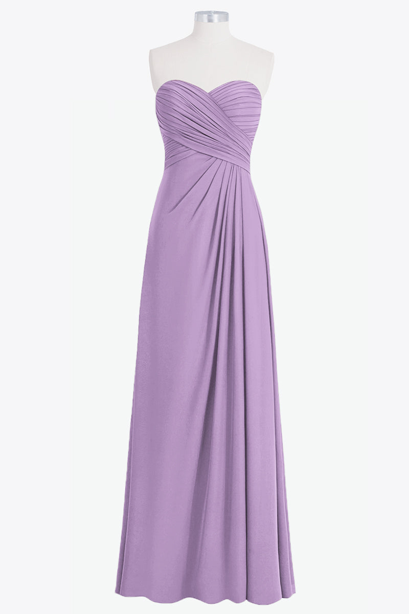 Chiffon Column Strapless Sleeveless Bridesmaid Dress-B14076