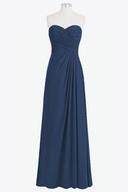 Chiffon Column Strapless Sleeveless Bridesmaid Dress-B14076