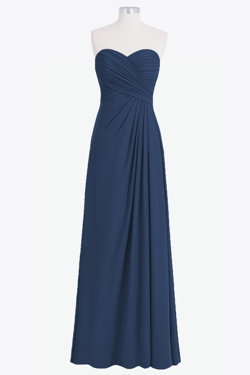 Chiffon Column Strapless Sleeveless Bridesmaid Dress-B14076