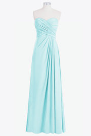 Chiffon Column Strapless Sleeveless Bridesmaid Dress-B14076