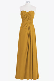 Chiffon Column Strapless Sleeveless Bridesmaid Dress-B14076